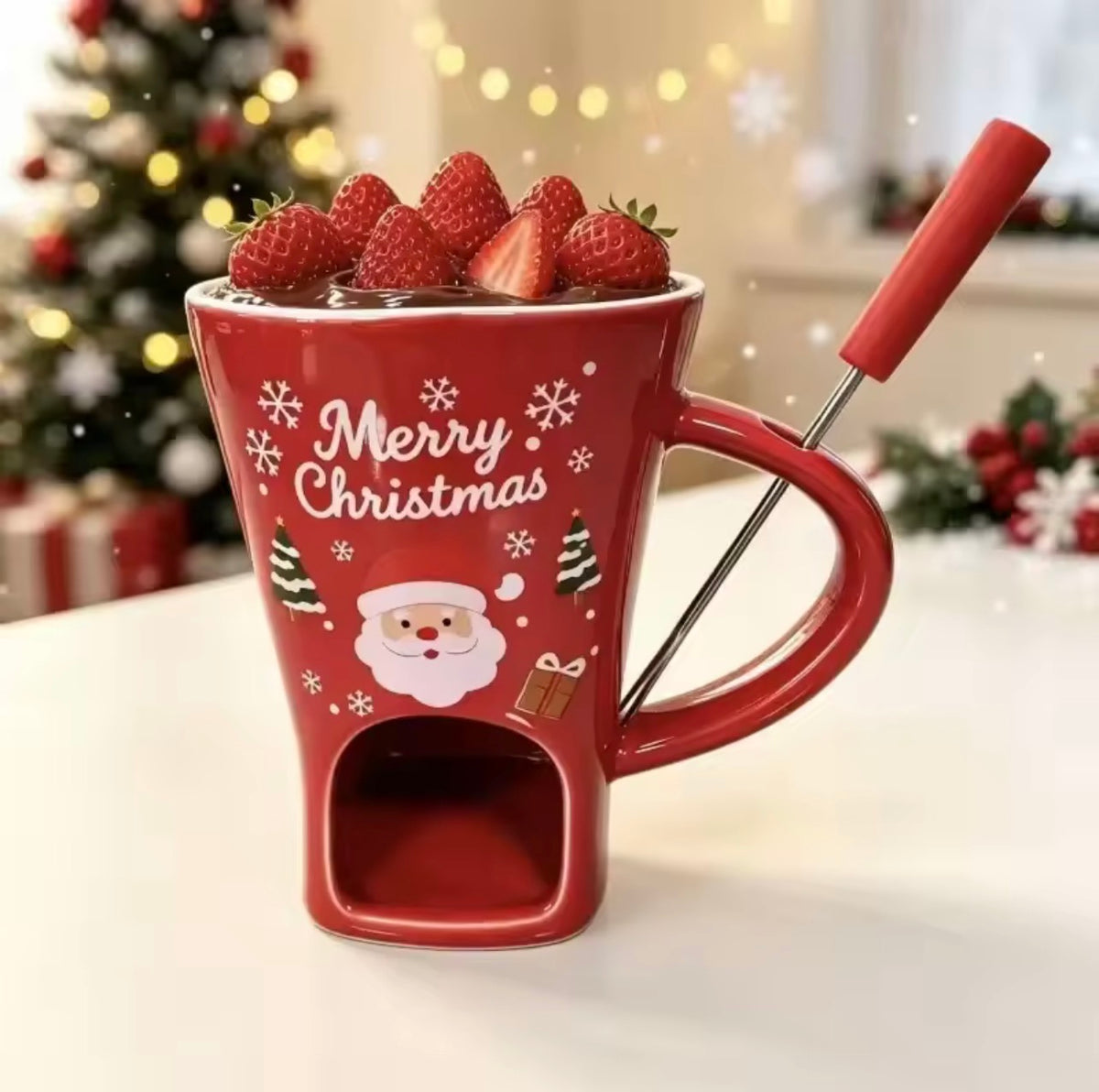 🎄 Festive Choco Bliss Christmas Fondue Mug Set