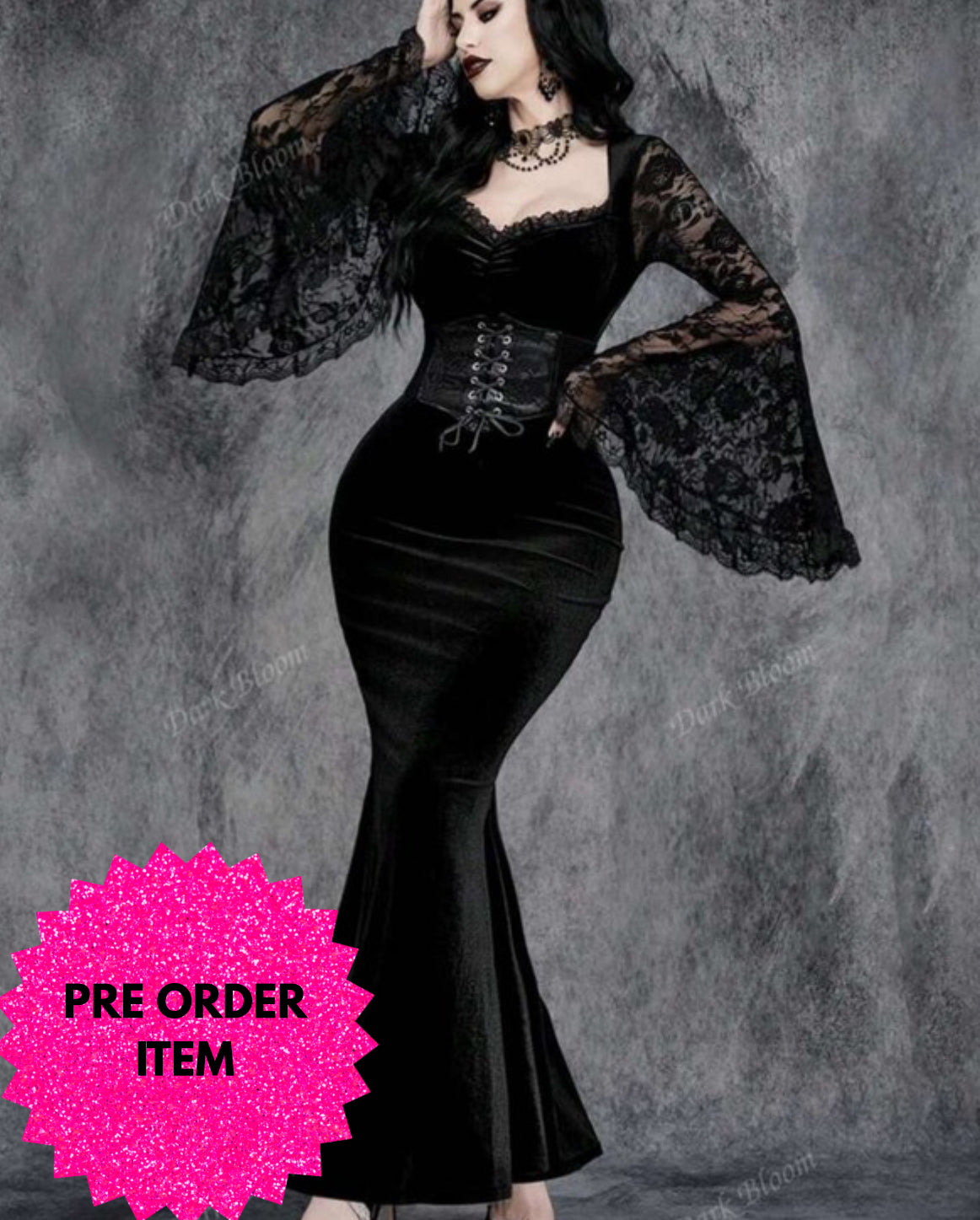 Gothic sexy Halloween fishtail dress