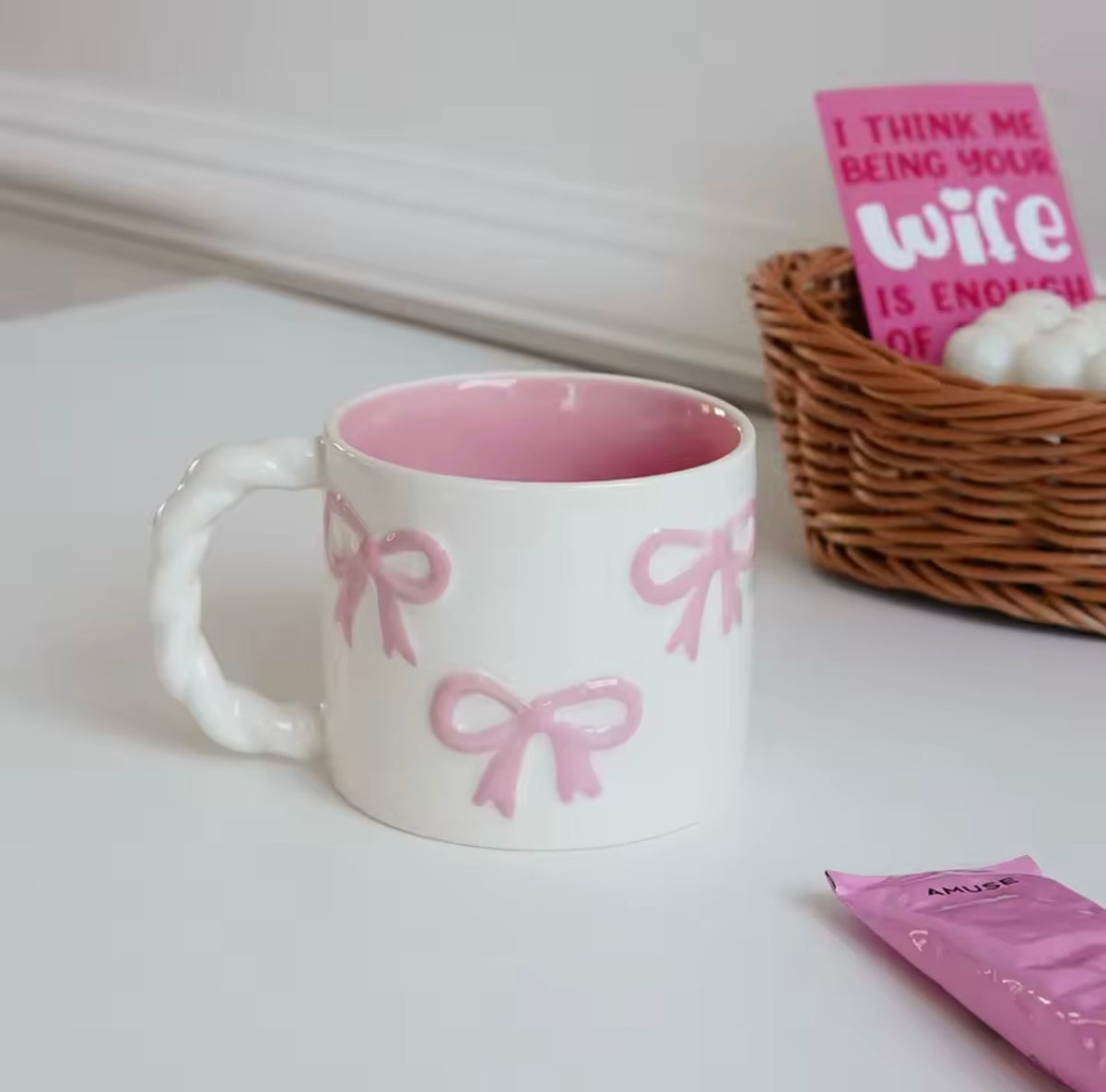 🎀 Blushing Bows Ceramic Mug �