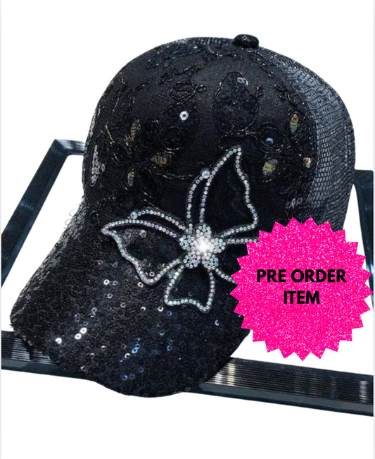 Sequins butterfly baseball cap