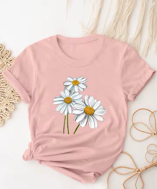 Daisy printed causal T-shirt