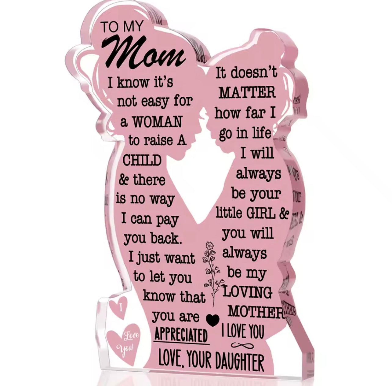 Mom to son & mom to daughter plaque with heartfelt message  * pre order*