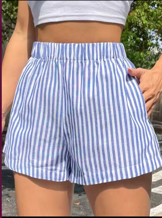 Blue stripped short