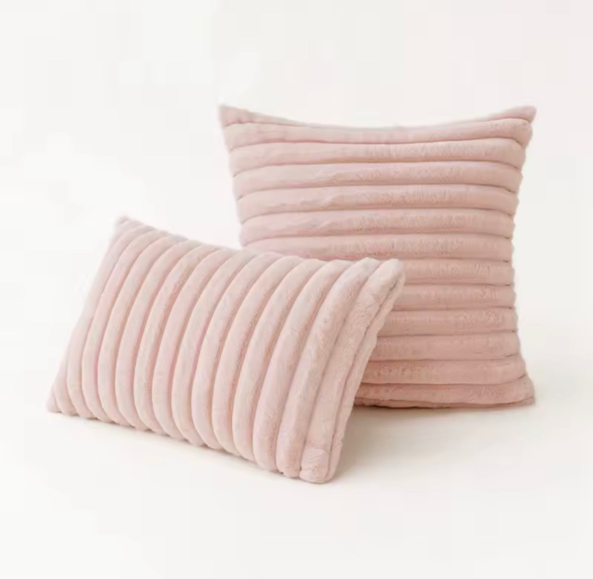 💕 Blush Luxe Ribbed Plush Cushion Covers