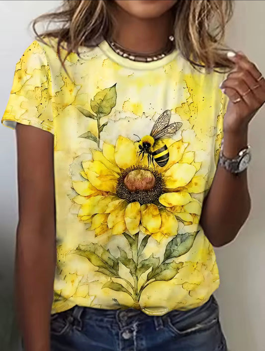 Yellow bee and sunflower T-shirt