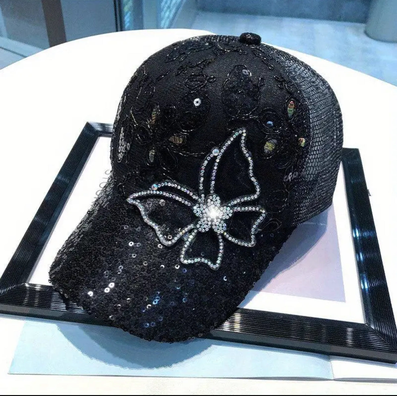 Sequins butterfly baseball cap