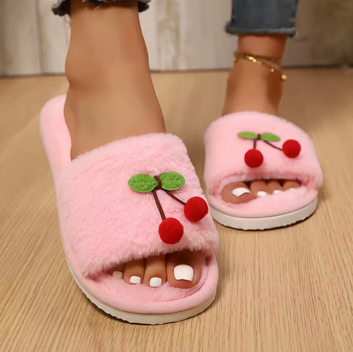 Cherry Kiss Fluffy Slippers 🩷🍒