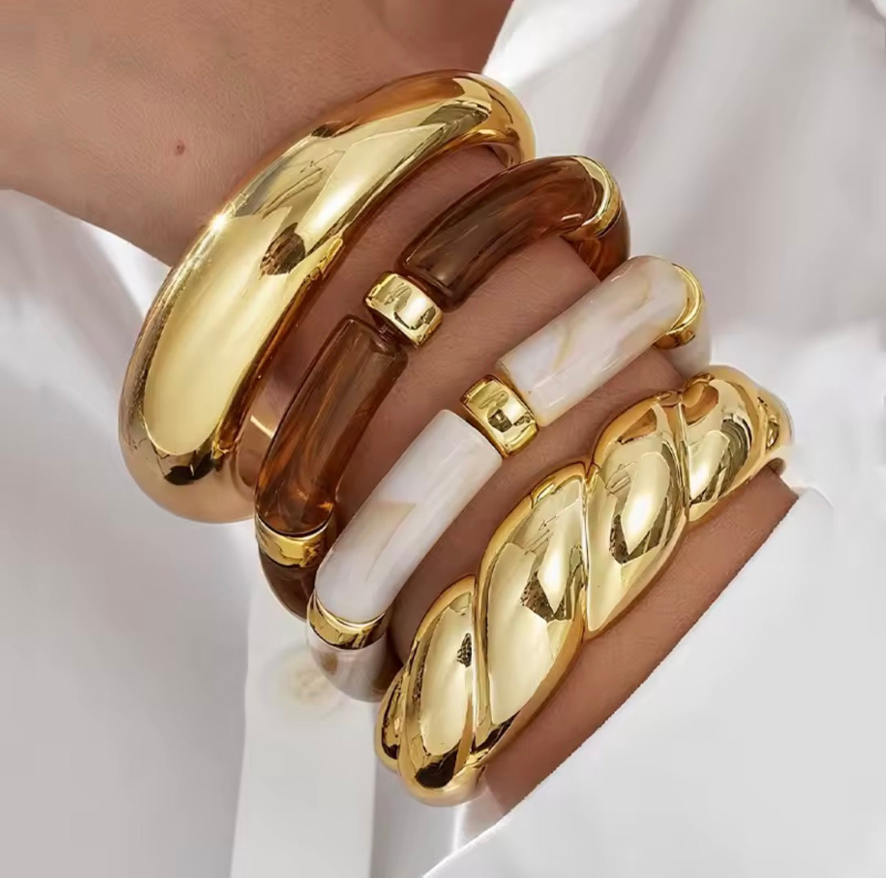 Chunky gold plated bangles