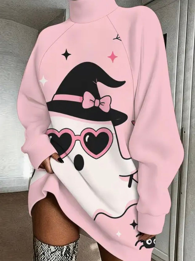 Cute pink pumpkin mid length dress