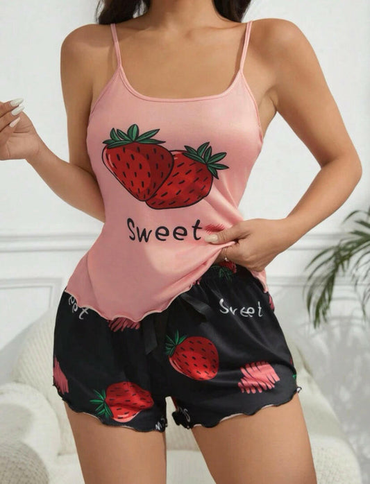 Strawberry printed Cami PJ set.