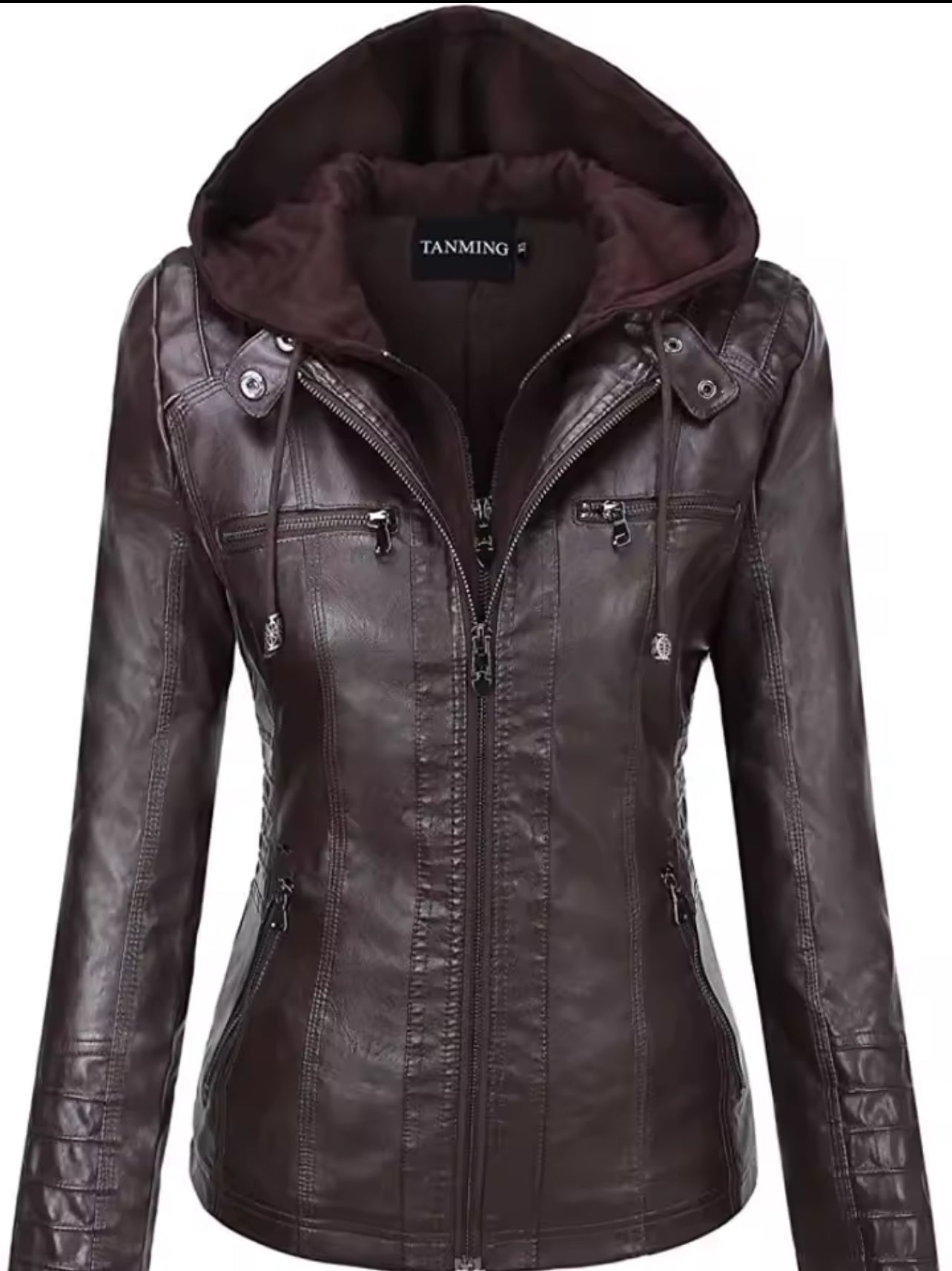 Hooded leather jacket two pieces set ( removable ) *PRE ORDER *