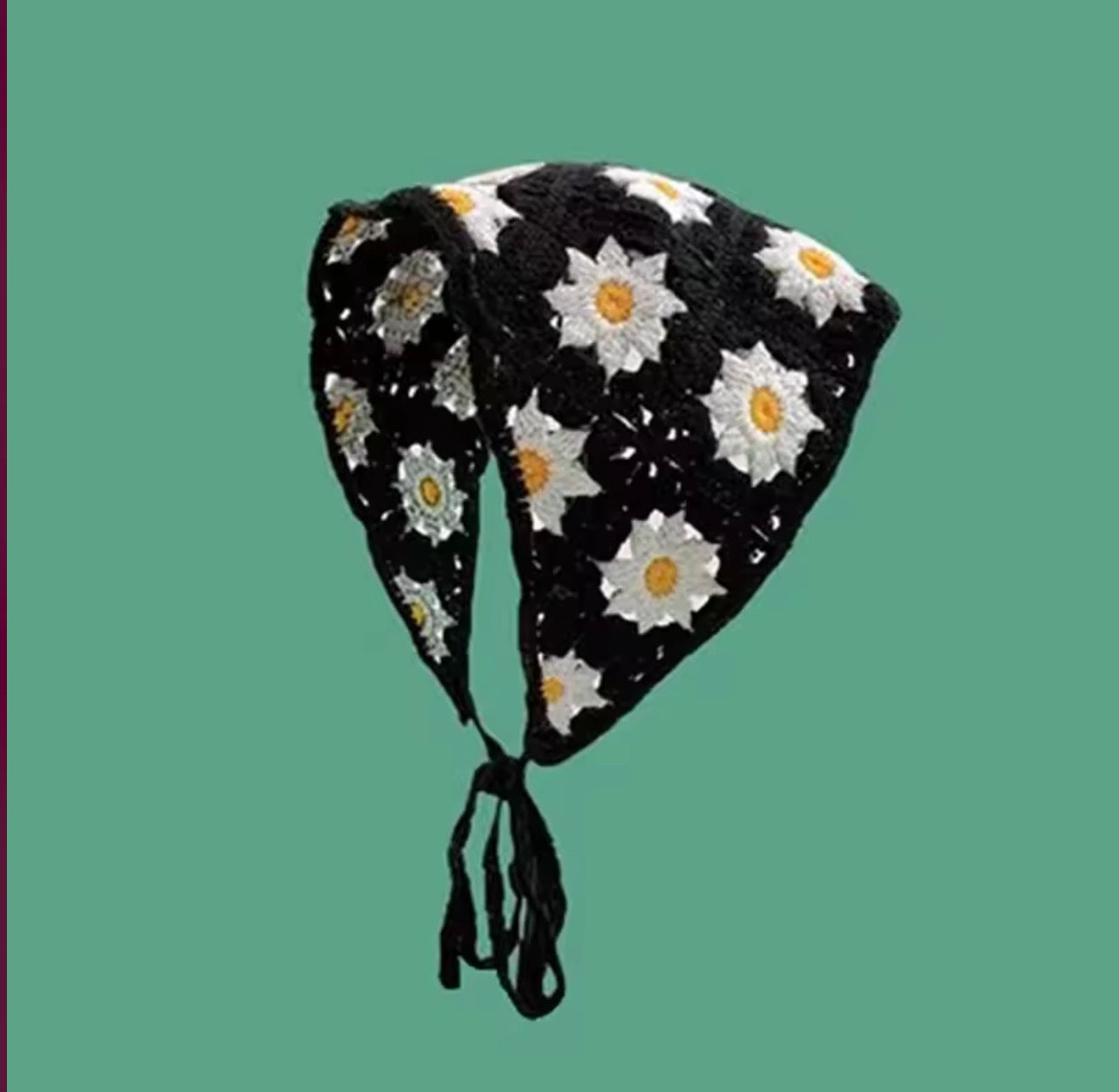 Cute handmade crochet hollow headscarf