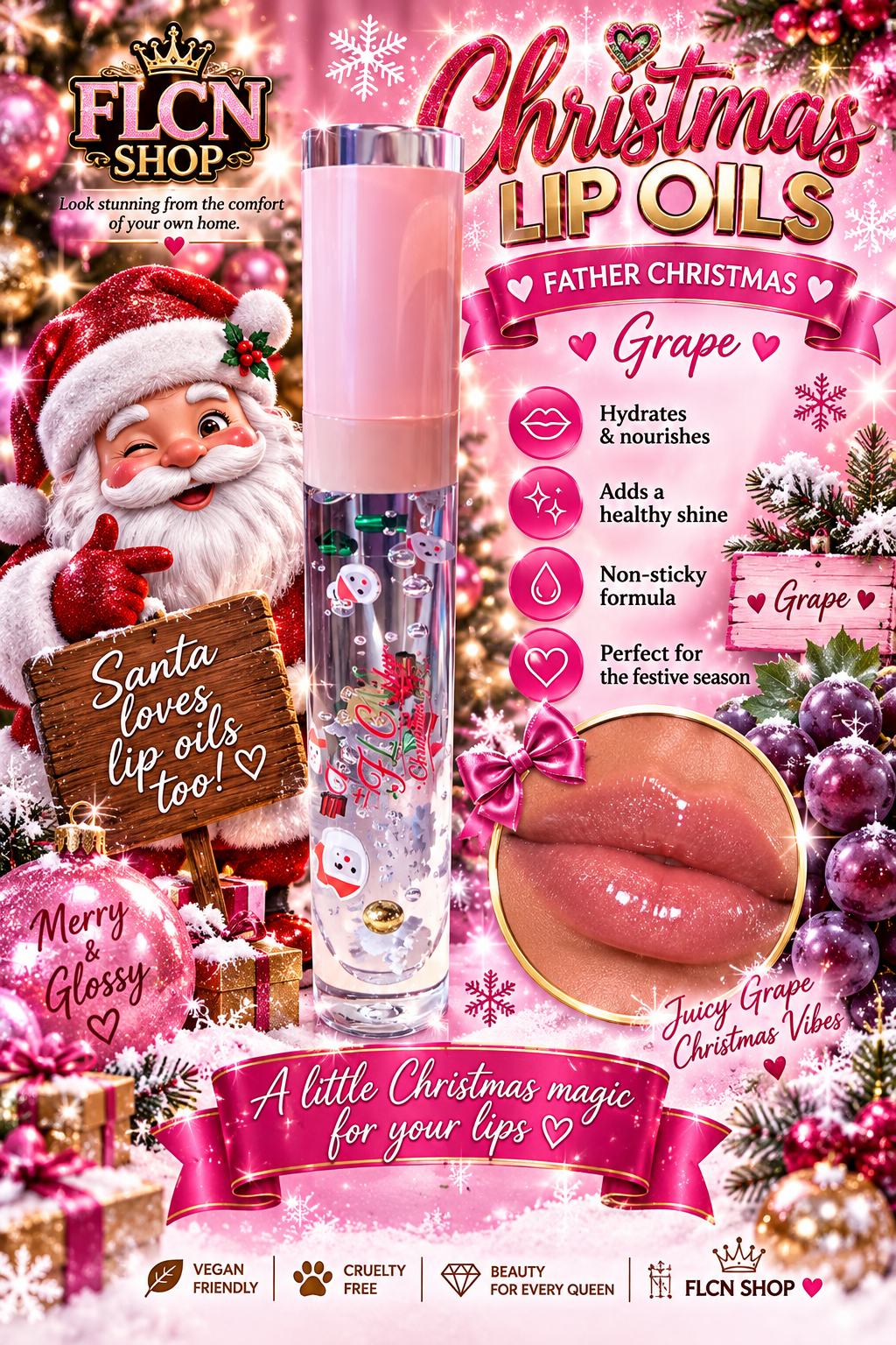 Christmas Lip Oil | Festive Flavoured Lip Gloss – FLCN Shop