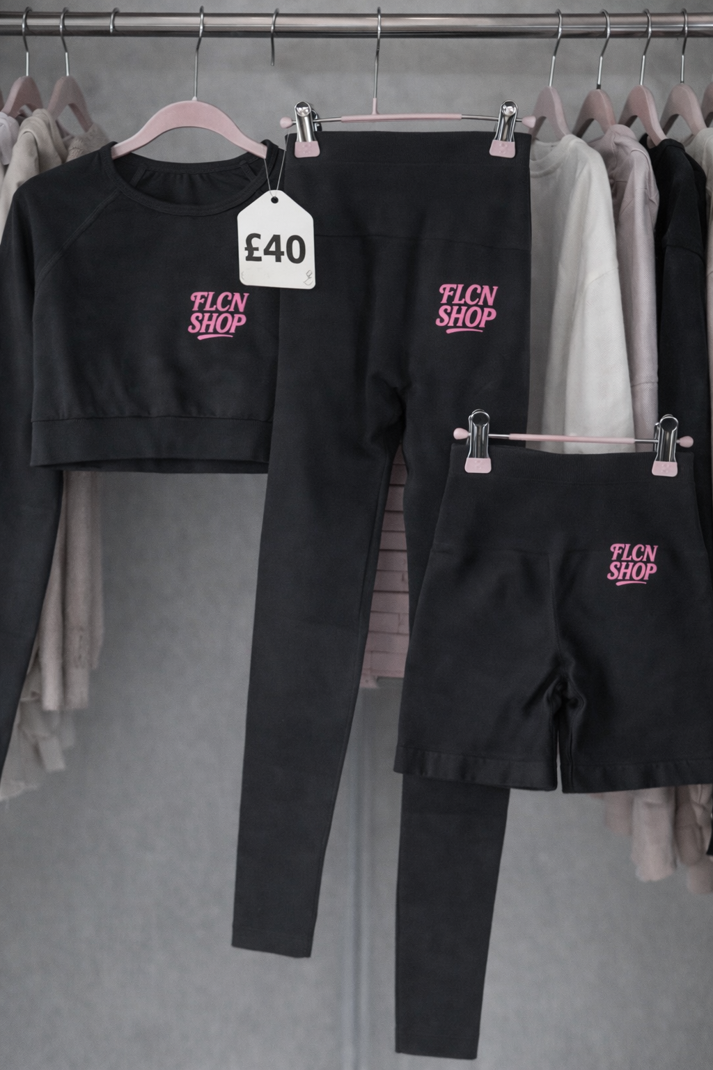 FLCN gym wear sets crop top, shirt and pants