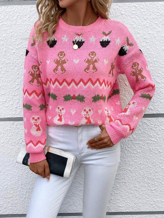 Pink Gingerbread Dreams Christmas Knit Jumper 😍