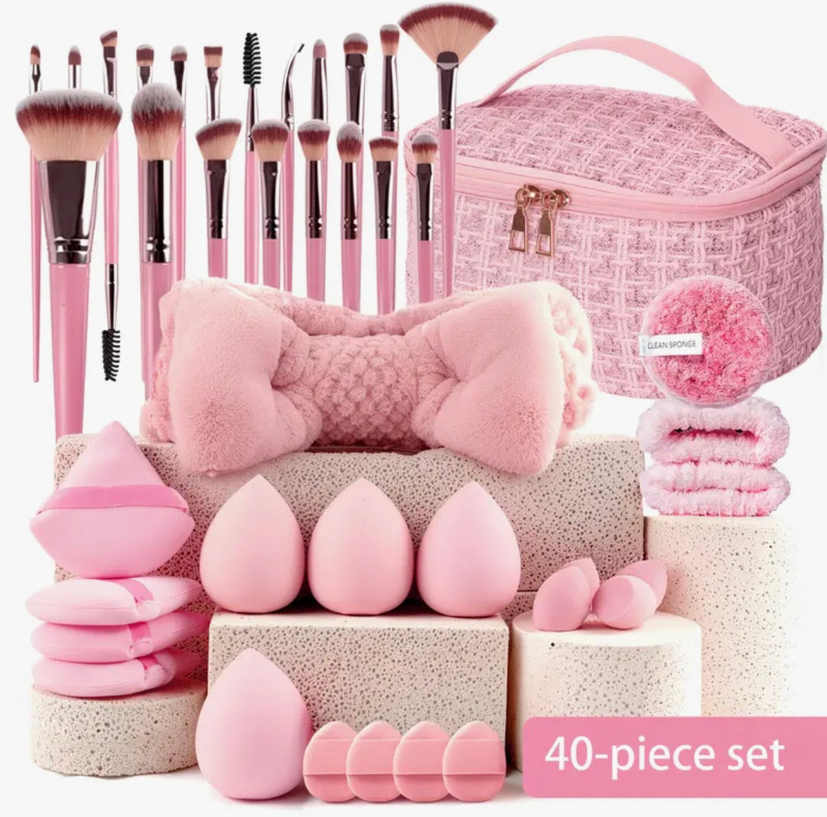 🩷✨ Blush & Blend Luxury 40-Piece Makeup Brush & Beauty Essentials Set ✨�